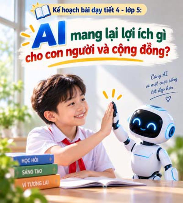 Kế hoạch bài dạy tiết 4 - lớp 5 soạn theo Khung AI 2422: AI mang lại lợi ích gì cho con người và cộng đồng?