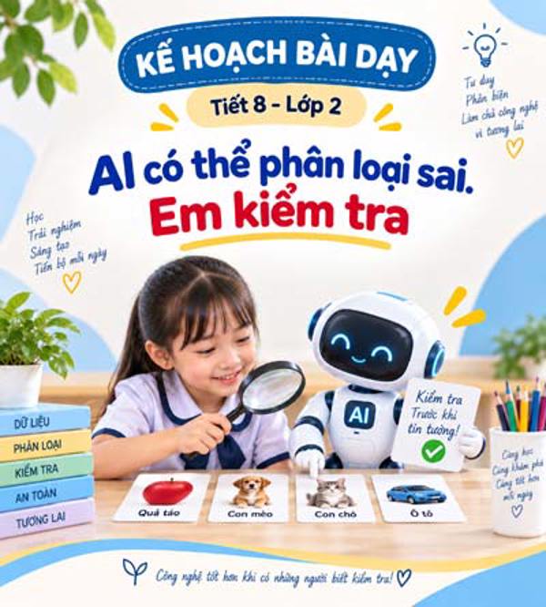 Kế hoạch bài dạy tiết 8- lớp 2 soạn theo Khung AI 2422: AI có thể phân loại sai – Em biết kiểm tra