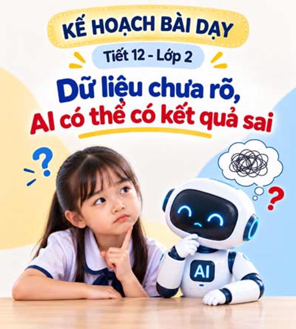 Kế hoạch bài dạy tiết 12 - lớp 2 soạn theo Khung AI 2422: Dữ liệu chưa rõ, AI có thể có kết quả sai