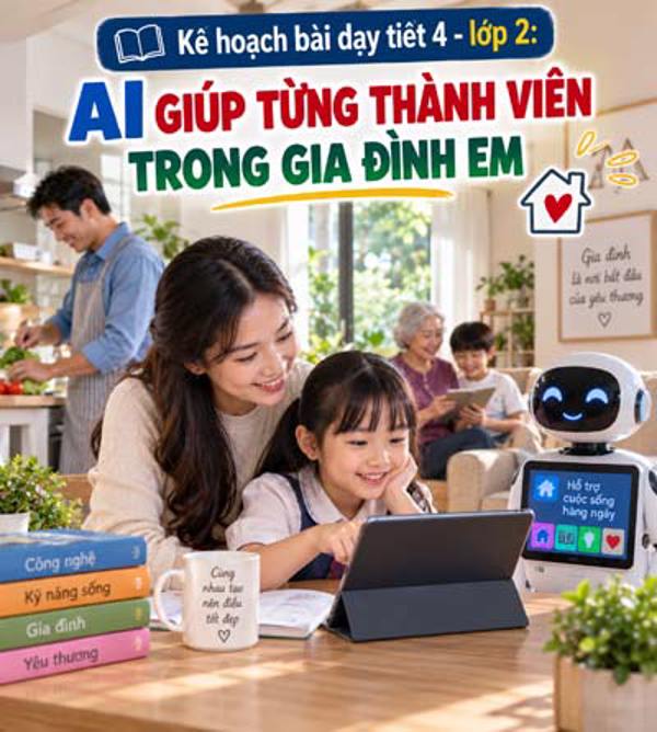Kế hoạch bài dạy tiết 4 - lớp 2 soạn theo Khung AI 2422: AI giúp từng thành viên trong gia đình em