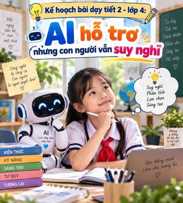 Kế hoạch bài dạy tiết 2 - lớp 4 soạn theo Khung AI 2422: AI hỗ trợ nhưng con người vẫn suy nghĩ