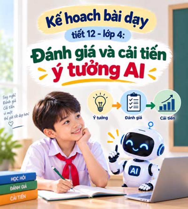 Kế hoạch bài dạy tiết 12 - lớp 4 soạn theo Khung AI 2422: Đánh giá và cải tiến ý tưởng AI