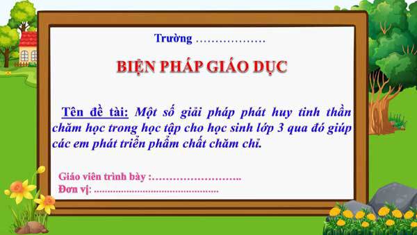 Biện pháp Nâng cao phẩm chất chăm chỉ