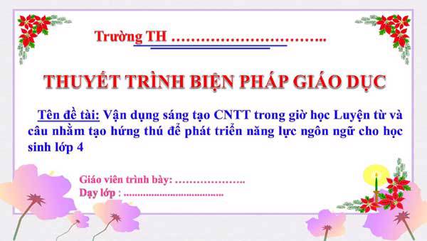 Biện pháp Vận dụng sáng tạo CNTT trong giờ học Luyện từ và câu