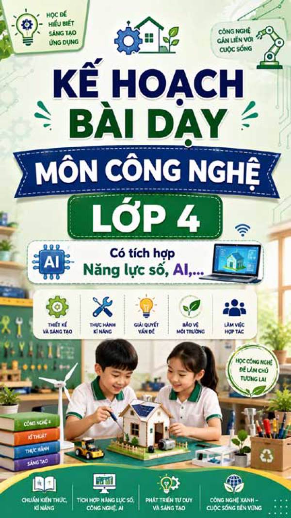 Kế hoạch bài dạy Công nghệ lớp 4 có tích hợp NLS, AI