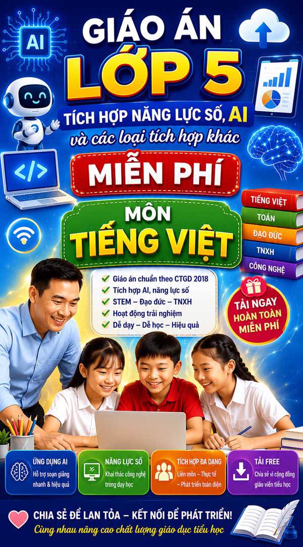 Giáo án tích hợp năng lực số, AI môn Tiếng Việt 5
