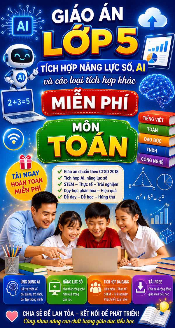Giáo án tích hợp năng lực số, AI môn Toán 5
