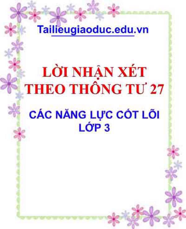 Lời nhận xét các năng lực cốt lõi theo thông tư 27