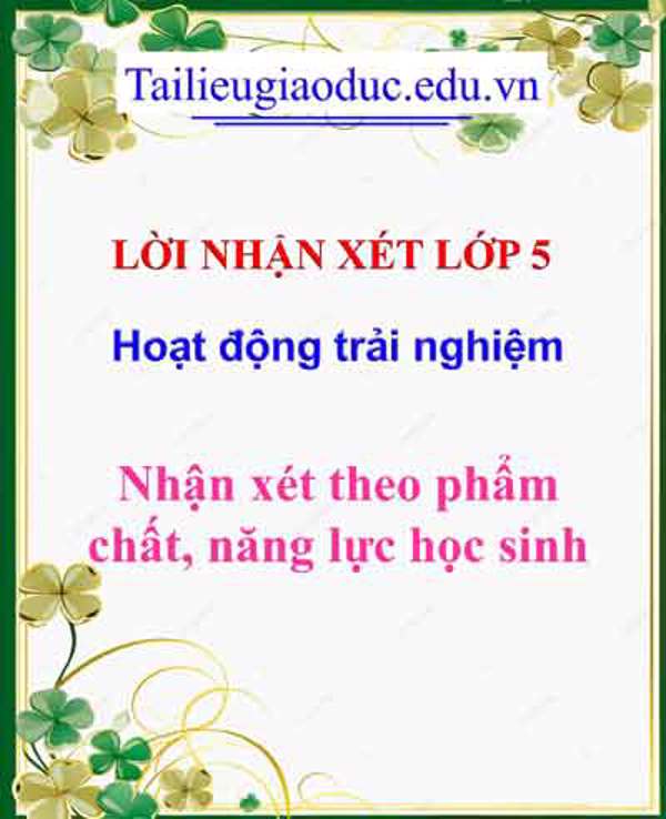 Lời nhận xét Hoạt dộng trải nghiệm 5
