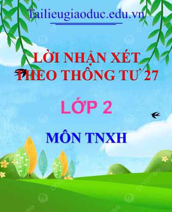 Lời nhận xét môn THXH lớp 2