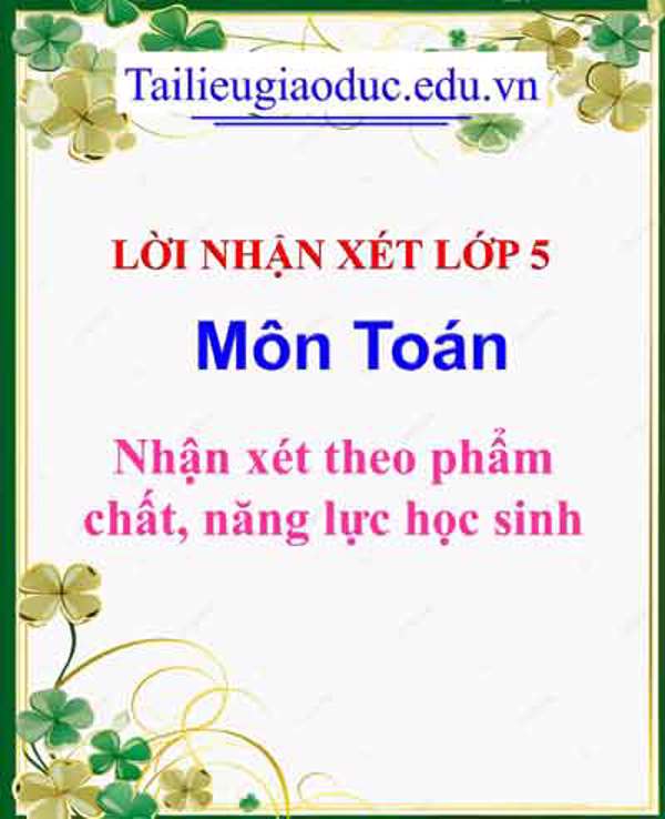 Lời  nhận xét môn Toán 5