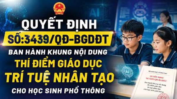 Quyết định Số: 3439/QĐ-BGDĐT - Ban hành Khung nội dung thí điểm giáo dục trí tuệ nhân tạo cho học sinh phổ thông