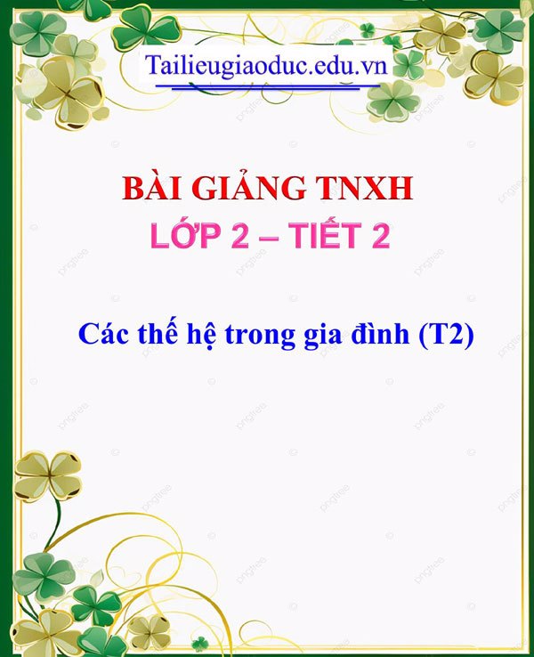 Bài giảng Các thế hệ trong gia đình (T2)