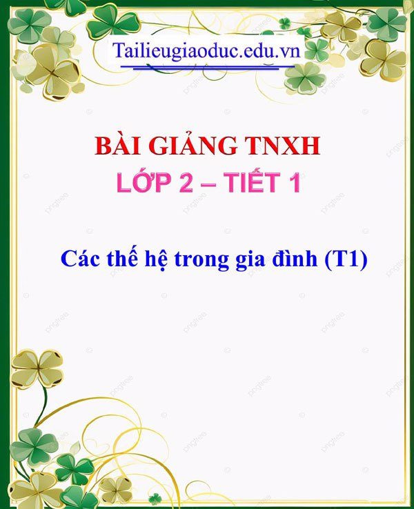 Bài giảng Các thế hệ trong gia đình (T1)