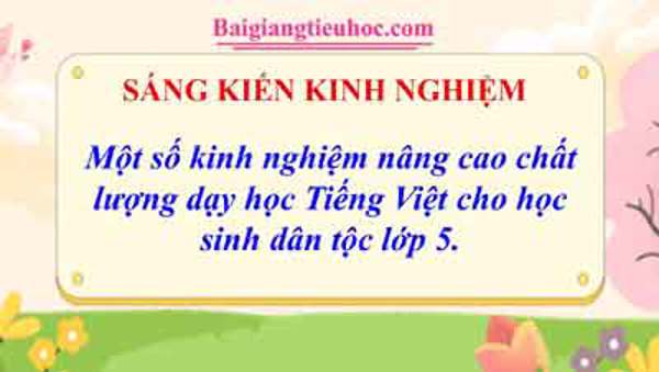 Giải pháp nâng cao chất lượng dạy học  tiếng việt cho học sinh dân tộc lớp 5