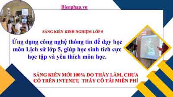 Ứng dụng cntt để dạy học môn Lịch sử lớp 5, giúp học sinh yêu thích môn học