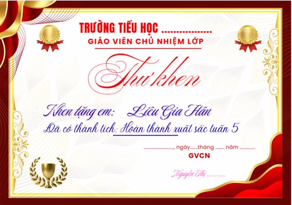 Bộ mẫu thư khen học sinh đẹp trên Canva